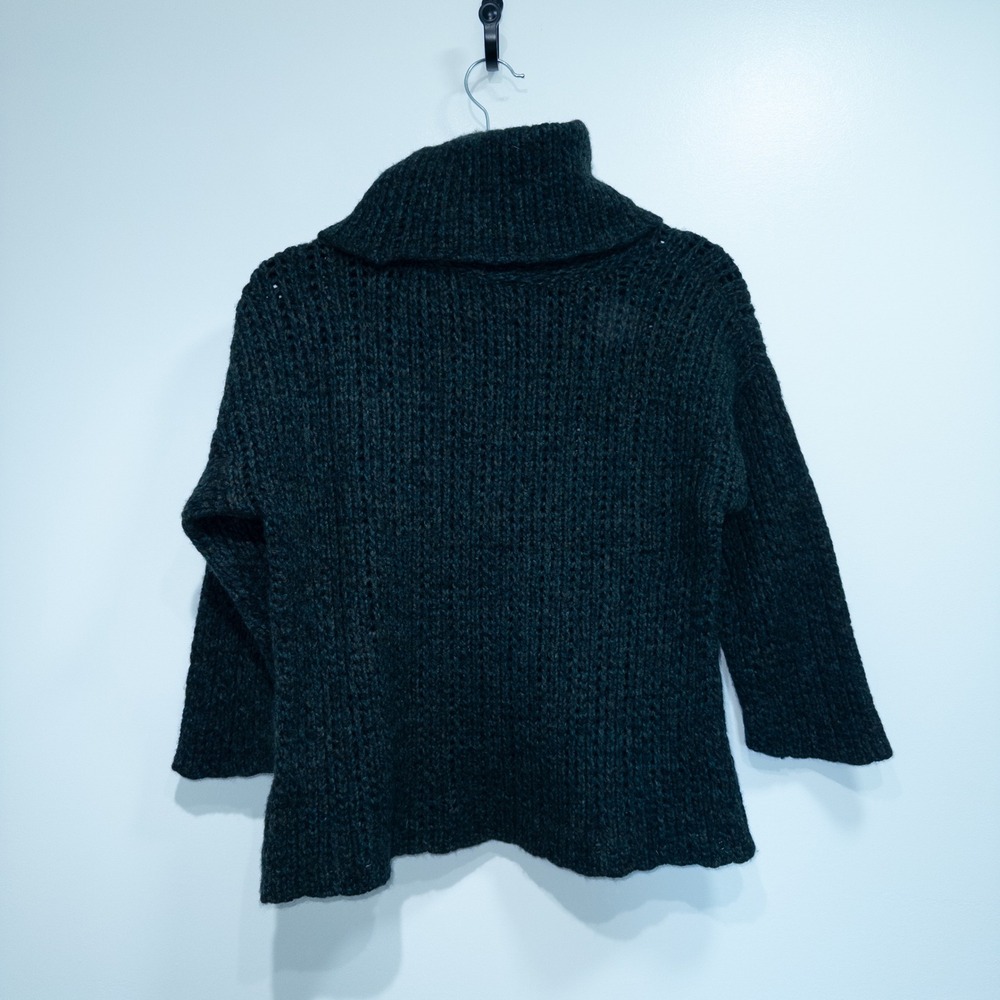 Eileen Fisher Green Wool Cashmere Blend Knit Turtleneck Sweater Size Medium - Picture 6 of 6